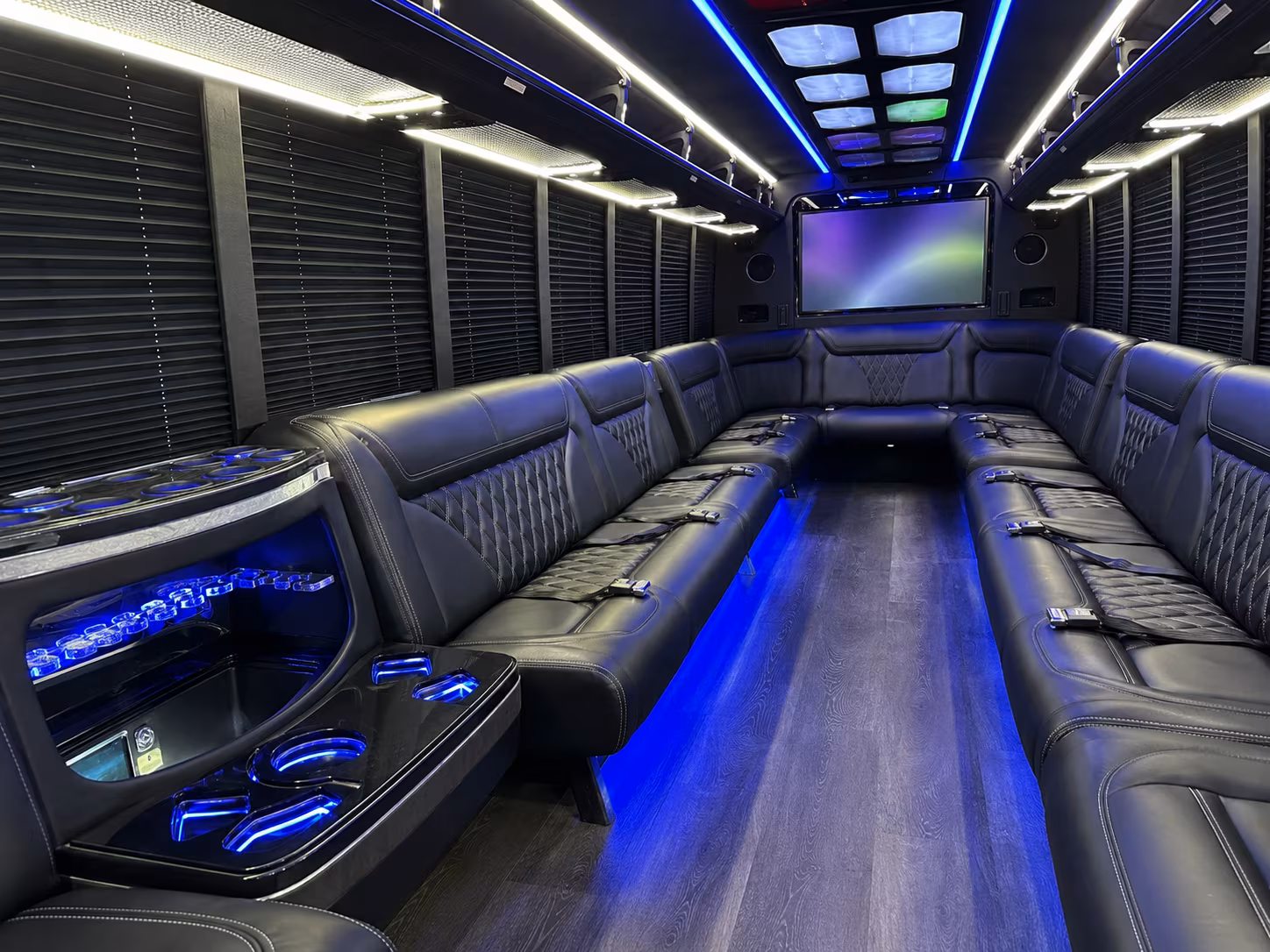 rochester 20 passenger party bus inside