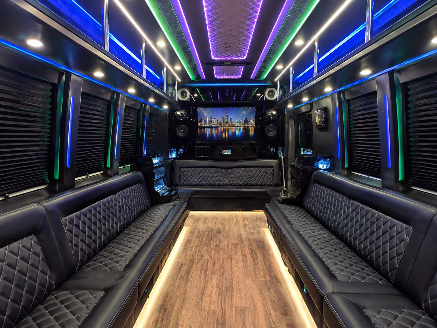 rochester 25 passenger party bus interior