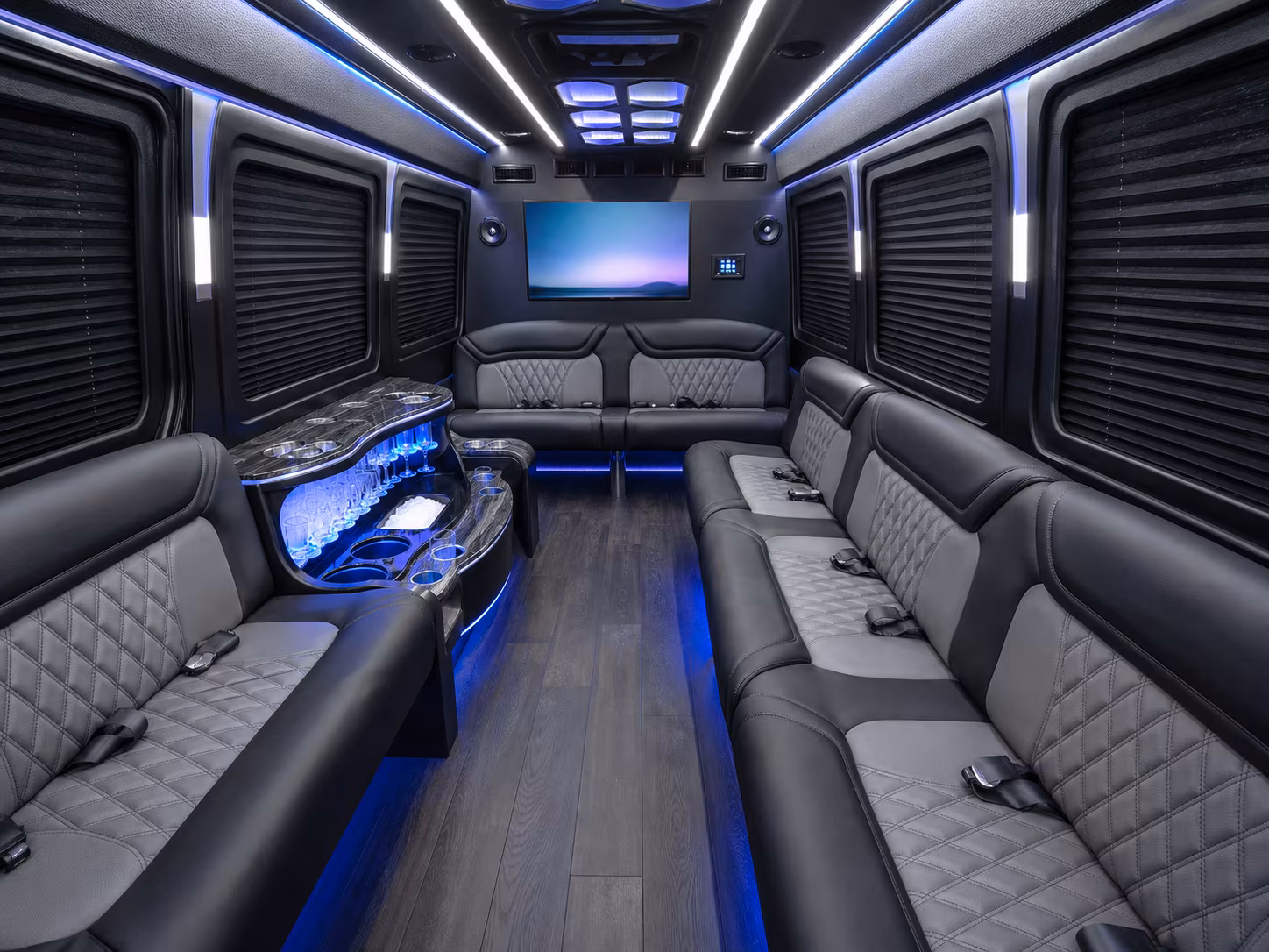 rochester 40 passenger party bus inside