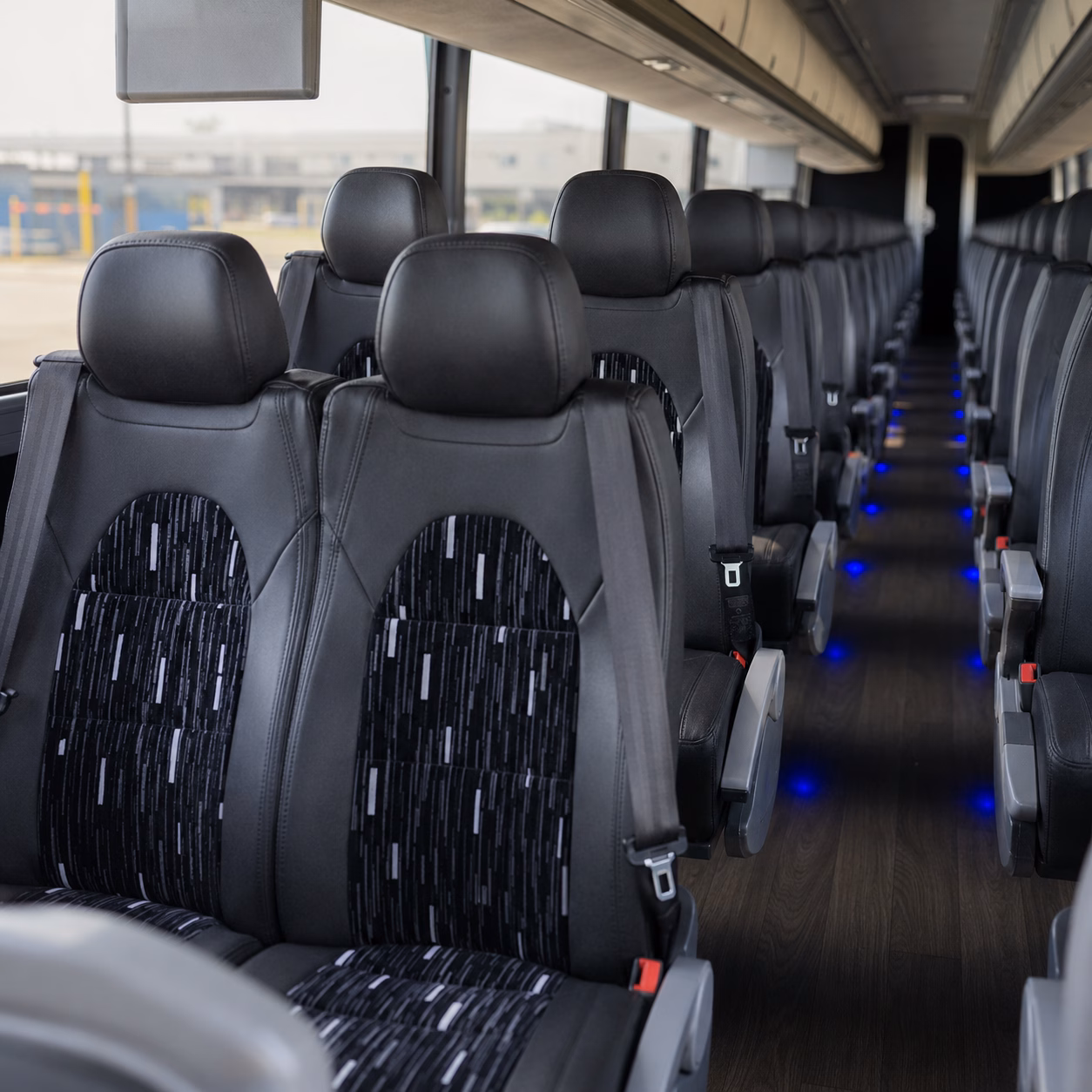 rochester charter bus rental interior