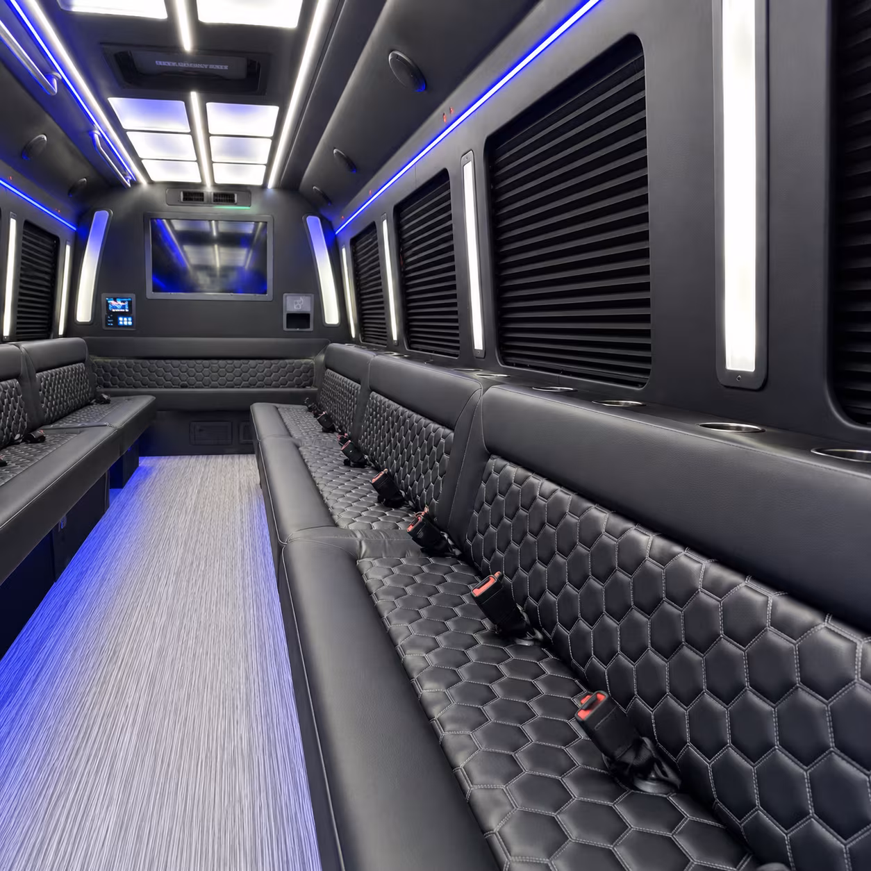 rochester party bus rental interior
